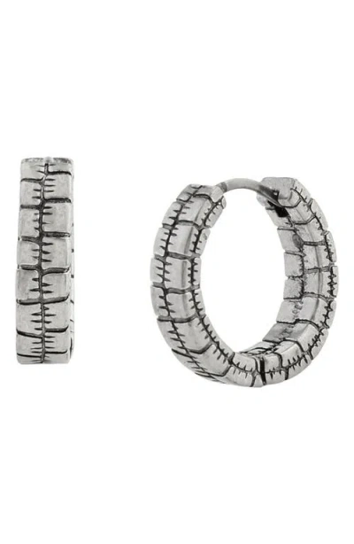 Allsaints Croc Embossed Huggie Hoop Earrings In Metallic