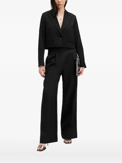 Allsaints Cropped Single-breasted Blazer In Black