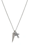 Shop Allsaints Cross & Spike Pendant Necklace In Rhodium