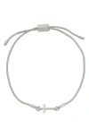 Allsaints Cross Charm Chain Slider Bracelet In Rhodium