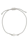 Allsaints Cross Charm Chain Slider Bracelet In Rhodium