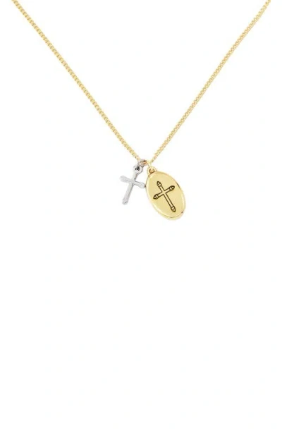 Allsaints Cross Duo Pendant Necklace In Multi