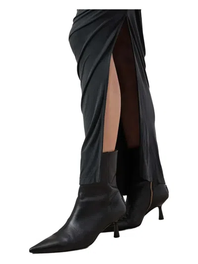 Allsaints Cross-neckline Gathered Dress In Black