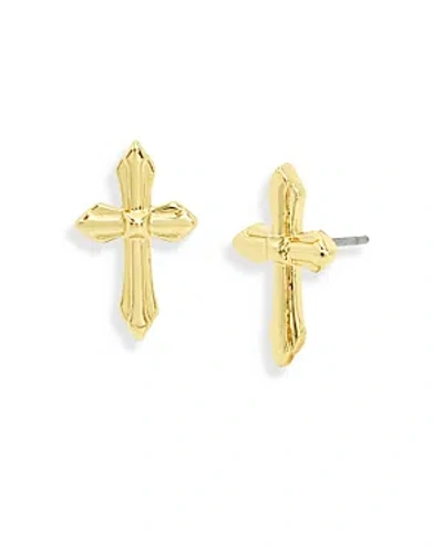 Allsaints Cross Stud Earrings In Gold