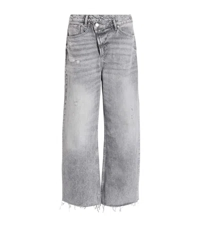 Allsaints Aki Crossover Straight Leg Denim Jeans In Grey