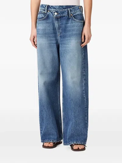 Allsaints Crossover-waist Wide-leg Jeans In Blue