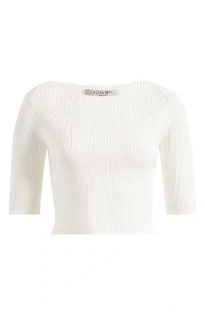 Allsaints Cruz Crop Rib Top In White