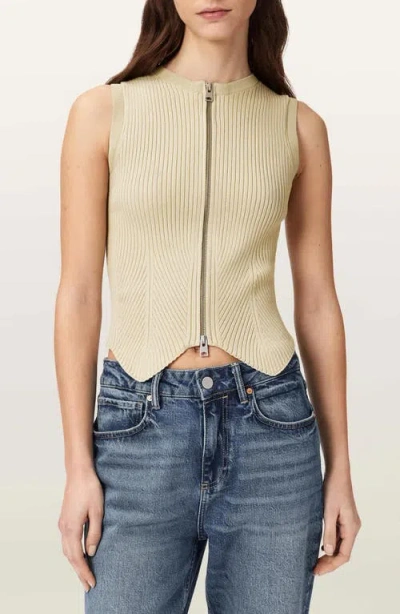 Allsaints Cruz Rib Knit Sweater Vest In Green