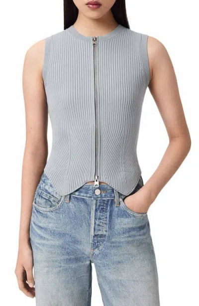 Allsaints Cruz Rib Knit Sweater Vest In Blue