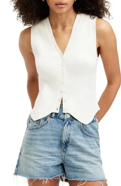 Allsaints V-neck Sleeveless Knit Top In White