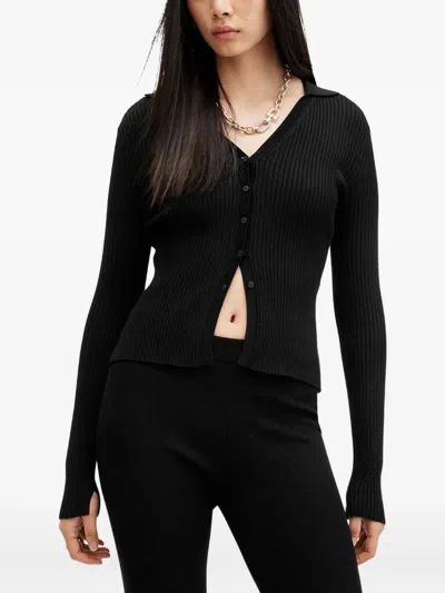 ALLSAINTS CRUZ RIBBED BUTTON-UP CARDIGAN