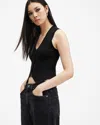 Allsaints Cruz Ribbed Knitted Waistcoat In Black