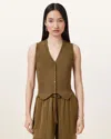 Allsaints Cruz Ribbed Knitted Vest In Fir Green
