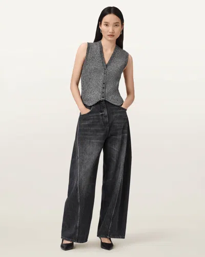 Allsaints Cruz Shine Slim Fit Vest In Black