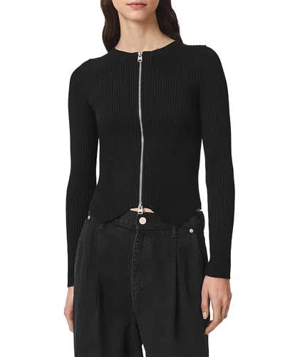 Allsaints Cruz Zip Cardigan In Black