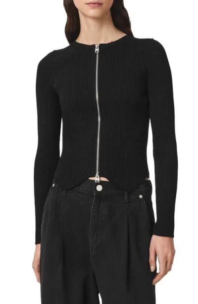 Allsaints Cruz Zip Cardigan In Black