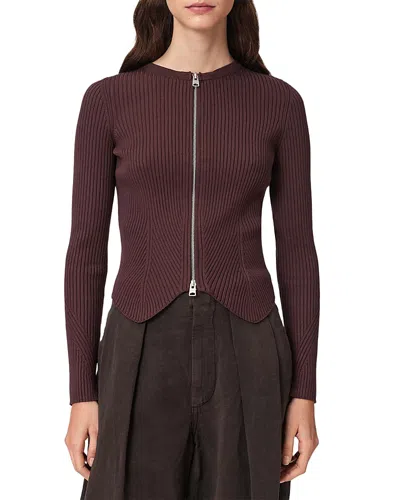 Allsaints Cruz Zip Cardigan In Brown
