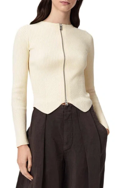 Allsaints Cruz Zip Cardigan In Neutral