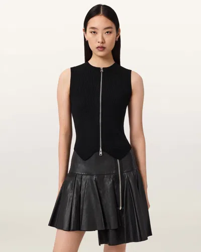 Allsaints Cruz Zip Slim Fit Vest In Black