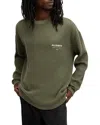 Allsaints Crypt Waffle Knit Long Sleeve Cotton Graphic T-shirt In Fluer Green