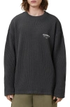 Allsaints Crypt Waffle Knit Long Sleeve Cotton Graphic T-shirt