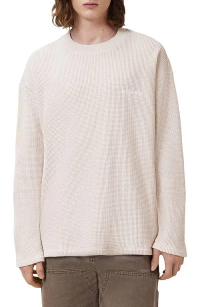 Allsaints Crypt Waffle Knit Long Sleeve Cotton Graphic T-shirt In Neutral
