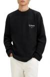 Allsaints Crypt Waffle Knit Long Sleeve Cotton Graphic T-shirt In Jet Black