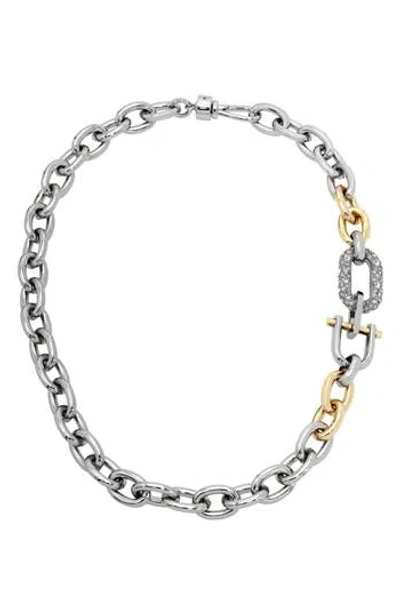 Allsaints Crysal Link Collar Necklace In Metallic