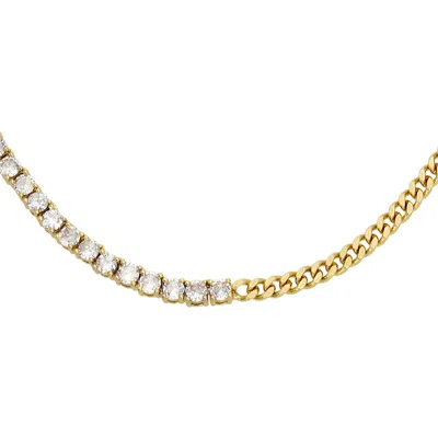 Allsaints Crystal & Curb Chain Necklace In Crystal/gold