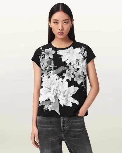 Allsaints Crystal Anna Floral T-shirt In Black