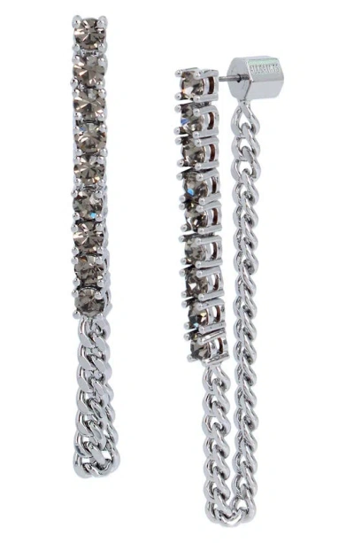 Allsaints Stone Chain Front To Back Earrings In Black/silver