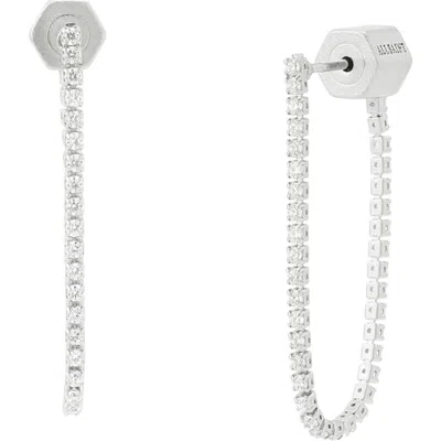 Allsaints Crystal Front To Back Earrings In Red