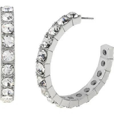 Allsaints Crystal Hoop Earrings In Metallic