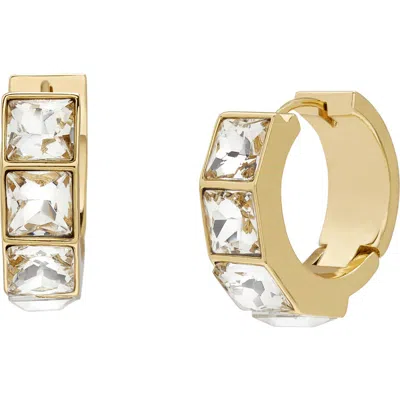 Allsaints Crystal Huggie Hoop Earrings In Orange