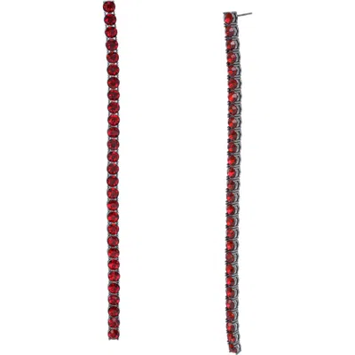 Allsaints Crystal Linear Drop Earrings In Red