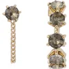 Allsaints Crystal Mismatched Hoop And Drop Earrings In Gold