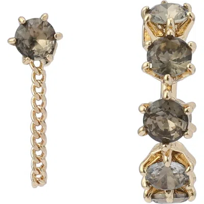 Allsaints Crystal Mismatched Hoop And Drop Earrings In Gold