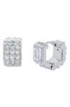 Allsaints Spike Stone Geometric Chubby Huggie Hoop Earrings In Rhodium Plated In Rhodium