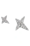 Allsaints Crystal Pavé Star Stud Earrings In Metallic