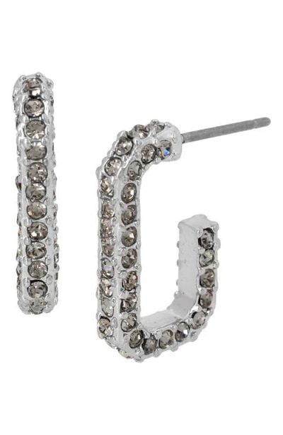 Allsaints Crystal Rectangular Huggie Hoop Earrings In Metallic