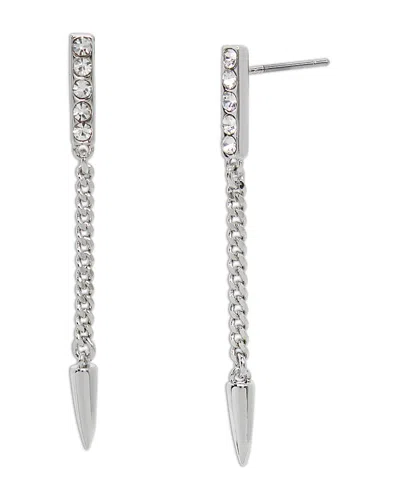 Allsaints Crystal Spike Linear Drop Earrings In Rhodium