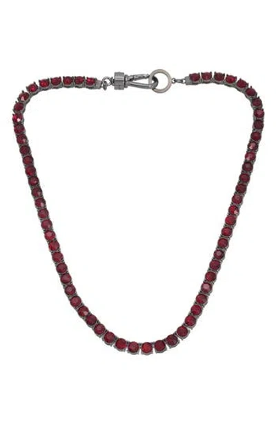 Allsaints Crystal Tennis Necklace In Red