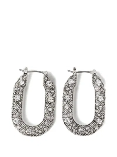 Allsaints Crystal-embellished Hoop Earrings In Metallic
