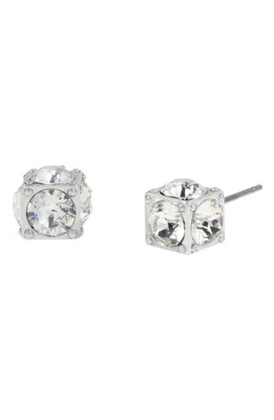Allsaints Cube Crystal Stud Earrings In Metallic