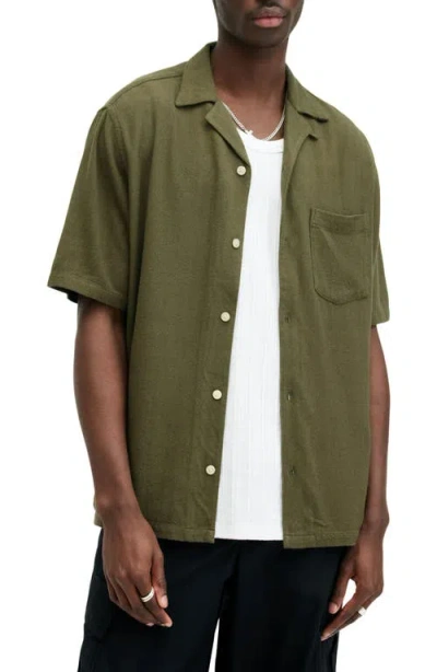 Allsaints Cudi Camp Shirt In Eden Green