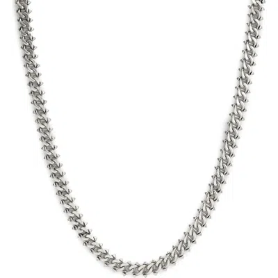 Allsaints Curb Chain Collar Necklace In Warm Silver