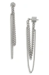 Allsaints Curb Chain Front/back Earrings In Rhodium