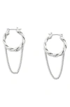 Allsaints Curb Chain Huggie Hoop Earrings In Rhodium