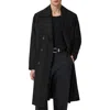 Allsaints Mens Black Curran Double-breasted Wool-blend Coat In Gray