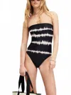 Allsaints Curtis Bandeau Tie Dye Swimsuit In Black/white/navy In Multi